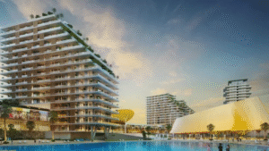 Luxury waterfront apartments in Azizi Venice, Dubai South with crystal lagoon views